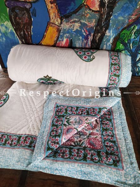 Zooni Luxury Rich Cotton- filled Reversible King Comforter; Hand Block-printed; 105 x 87 Inches; RespectOrigins.com