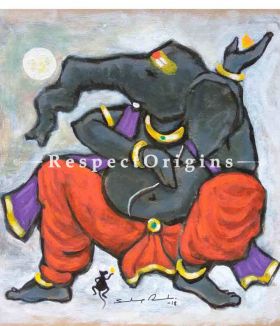 Buy Enlightened Ganesha - Ganesha Painting - Acrylic Color On Paper - 8 X 8 At RespectOrigins.com