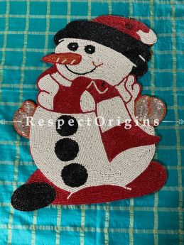 Snowman Christmas Beaded Table Place Mat or Wall Decor Gift; RespectOrigins.com