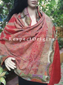 Buy Luxurious Red Jamavaar Kashmiri Ladies Shawl At RespectOriigns.com