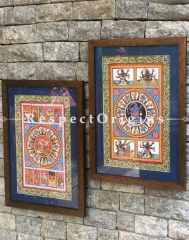 Buy Set of Two Pattachitra Painting of Goddess Durga Killing Mahishasura And Goddess Kali; 18X12 inches;RespectOrigins