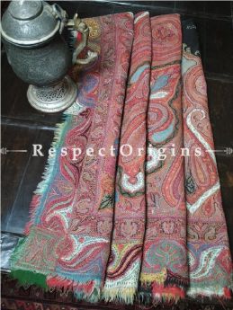 Buy Vintage Jamavaar; Red Paisleys Kashmiri Mens Shawl At RespectOrigins.com