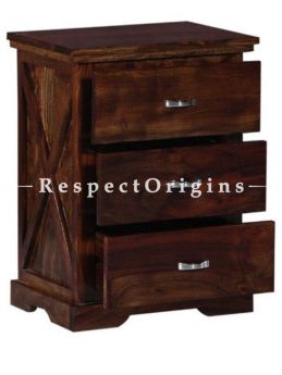 Buy 3 Drawer Side Table; Wood At RespectOrigins.com