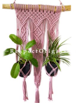 Buy Macrame Hanging Planter With 3 Pot Holder, Pink At RespectOrigins.com