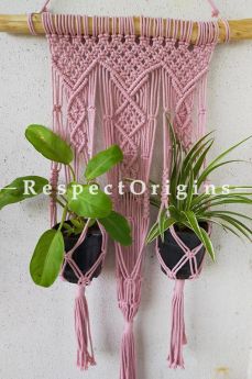 Buy Macrame Hanging Planter With 3 Pot Holder, Pink At RespectOrigins.com