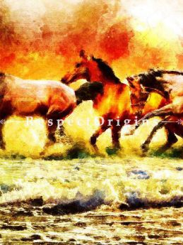 3 Running Horses - Canvas Art Print, Inks on Canvas - 37in x 21in |Buy 3 Running Horses - Canvas Art Print, Inks on Canvas - 37in x 21in  Online|RespectOrigins