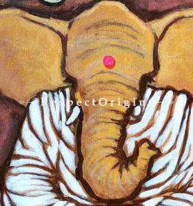 Devadeva; Ganesha Painting; Acrylic Color On Paper; 8x8 in