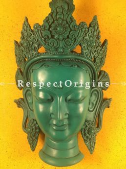 Buy Magnificent Wall Mask; Wall Art; Handcrafted Goddess Tara; Marble; Green, Size 7x4x12 in At RespectOrigins.com