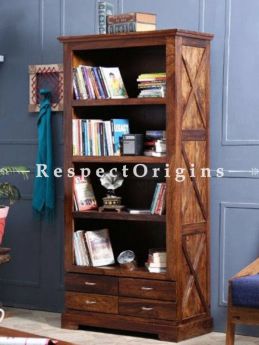 Buy Phoebe Rustic Handcrafted Wooden Bookcase with 4 Sections At RespectOrigins.com