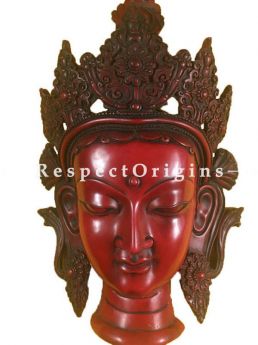Buy Goddess Tara Wall Mask; Wall Art; Handcrafted; Marble; Red; Size 9x5x15 in At RespectOrigins.com