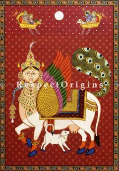 Buy Traditional Rajasthani Pichwai Painting of Kaamdhenu 42 x 61 inches|RespectOrigins
