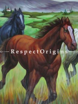 Just Horses; Painting Acrylic Colors On Canvas - 48In x 24In