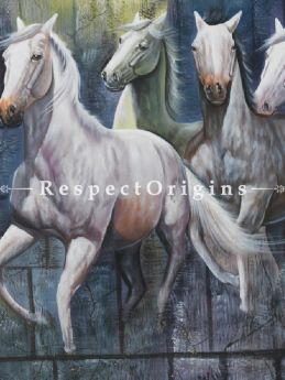 Horses Running - Painting, Acrylic On Canvas - 48In x 35In