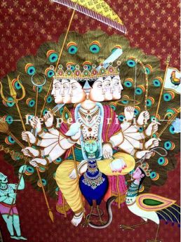 Buy Kubera; God of Wealth; Kerala Mural Art; Chuvarchithram Vertical Print on Canvas  at RespectOrigins.com