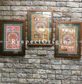 Buy Set of Three Historical Pattachitra Painting of Lord Vishnu, Hanuman or Panchmukhi Anjaneya And Lord Krishna; 18X12 inches Directly From Artisans at best price exclusively at RespectOrigins.com