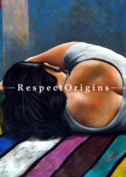 Buy A Beautiful Woman Sleeping - Acrylic Painting On Canvas - 22 X 34 At RespectOrigins.com