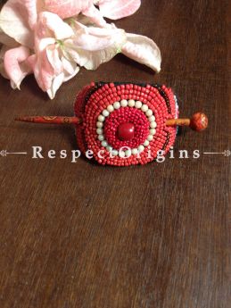 Buy Handmade Red & White Coral Beads Ladakhi Hair Clips At RespectOrigins.com