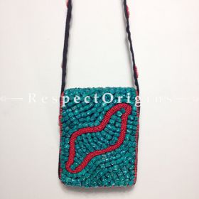 Buy Beaded Ladakhi Bag; SeaGreen & Red; Handmade Ethnic Bag for Women and Girls At RespectOrigins.com