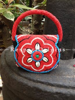 Buy Beaded Ladakhi Bag; Red White Flower Pattern; Handmade Ethnic Bag for Women and Girls at Respectorigins.com