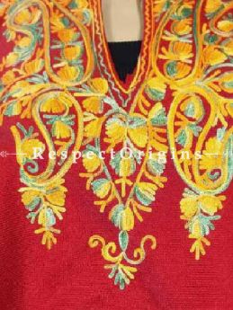 Aari Embroidered Red Poncho; RespectOrigins.com