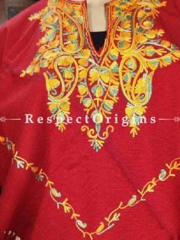 Aari Embroidered Red Poncho; RespectOrigins.com