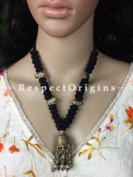 Buy Handcrafted Oxidized White Metal jhumka pendant with Black Thread Necklace at RespectOrigins.com