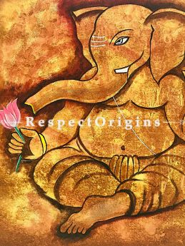 ExclusiveHandpainted Shree - Lord Ganesha Abstract Painting Acrylic on Canvas 36in X 34in at RespectOrigins.com