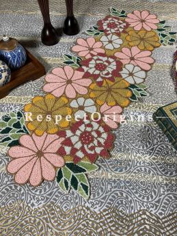 Joyful Pastel Florals Beadwork Table Dresser Runner Mat Gift; RespectOrigins.com