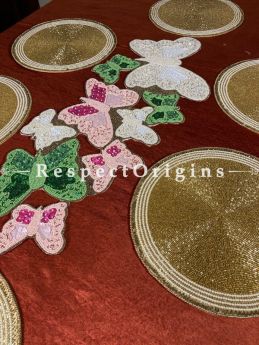 Meira Fabulous Beadwork Table Runner n 6 Mats Holiday Hanukah Christmas Gift Set; RespectOrigins.com