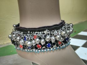 Gorgeous Anklet With Red & Blue Stone; German Silver; RespectOrigins