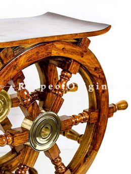 Buy Wooden Ship Wheel Home Decor Table; Pirates Antique Brass Hub Motif (24 inches) At RespectOrigins.com