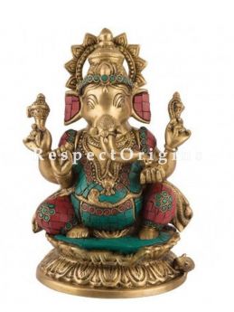 Buy Multicolor Handcrafted Lord Ganesha Brass Statue 10 Inches at RespectOrigins.com