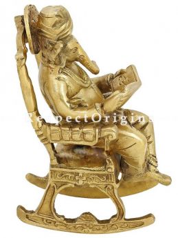 Buy Antique Finish Idol Of Reading Ganesha Brass 7 Inches at RespectOrigins.com