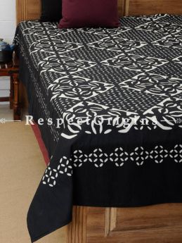 Buy Applique Work Black and White Double Bed Cover; Cotton, 90x108 in At RespectOrigins.com