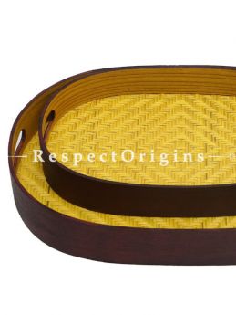 Set of 2 Bamboo Matte Finish Wooden Oval Serving Tray; 10 x 14, 8 x 12; RespectOrigins.com