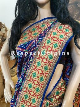 Fabulous Blue Handloom Bandhej Tie and Dye Georgette Saree with Running Blouse; RespectOrigins.com