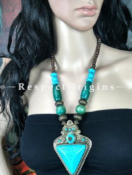 Buy Multicoloured Beads with Turquoise Colour Pendant; Necklace at RespectOrigins.com