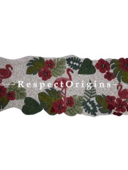 Hand Knitted Beadwork with Red Pelican Cotton Table Runner, 40x100 Inches; RespectOrigins.com
