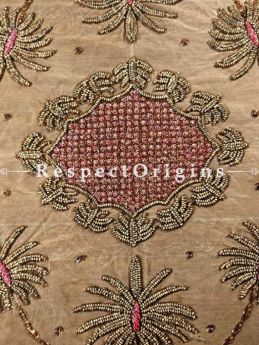 Buy Table Cover, Coconut tree motifs Beaded, Beige Base, Handcrafted 83x39 Inches At RespectOrigins.com