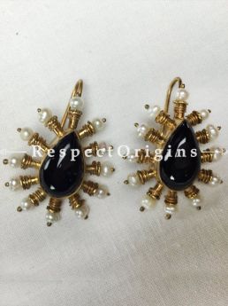Black Stone & Pearls; Earpiece; EarRing, RespectOrigins.com