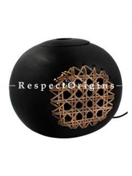 Buy Round Clay with Basket Weave Lamp Shade; Handcrafted Longpi Manipuri Black Pottery; Dia - 8 in; Chemical Free At RespectOrigins.com