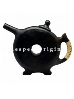 Buy Royal Wheel Ring Clay Tea Kettle; Handcrafted Longpi Manipuri Black Pottery; Round; Dia - 9 in; Chemical Free At RespectOrigins.com