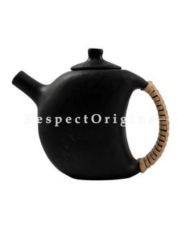 Buy Wine Clay Kettle; Longpi Manipuri Black Pottery; 6.5x9 in; Chemical Free; Round At RespectOrigins.com