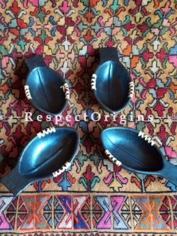 Buy Clay Snacks Bowl Set of 4 and a Bottle; Handcrafted Earthenware Longpi Manipuri Black Pottery; 7x3.5 in; Chemical Free At RespectOrigins.com