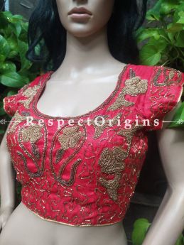 Buy Cotton Silk Choli Blouse With Hand-Embroidered BeadworkIn Red Color  at RespectOrigins.com