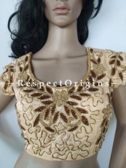 Buy Hand-Embroidered Gold Cotton Silk Choli Blouse With Beadwork In at RespectOrigins.com
