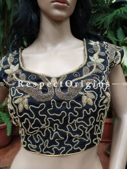 Buy Beige Cotton Silk Choli Blouse With Hand-Embroidered Beadwork. at RespectOrigins.com