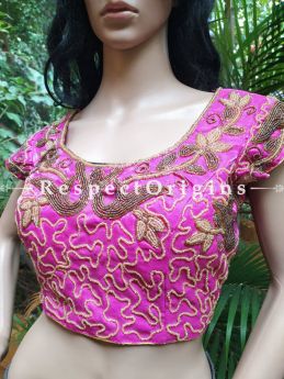 Buy Orange Cotton Silk Choli Blouse With Hand-Embroidered Beadwork. at RespectOrigins.com