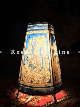 Buy Blue Painted Cylindrical Leather Lampshade; Small; 8 in At RespectOrigins.com