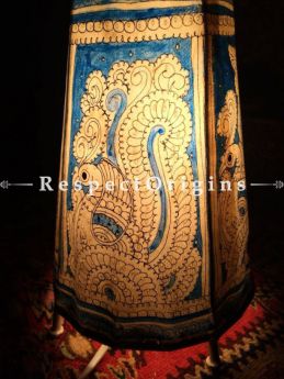 Buy Blue Painted Cylindrical Leather Lampshade; Small; 8 in At RespectOrigins.com